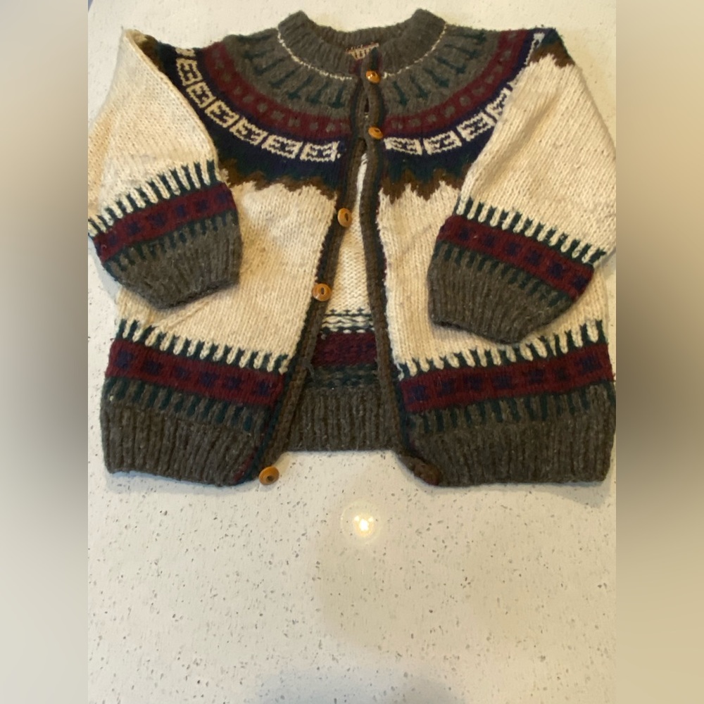 Heavy wool yoke cardigan